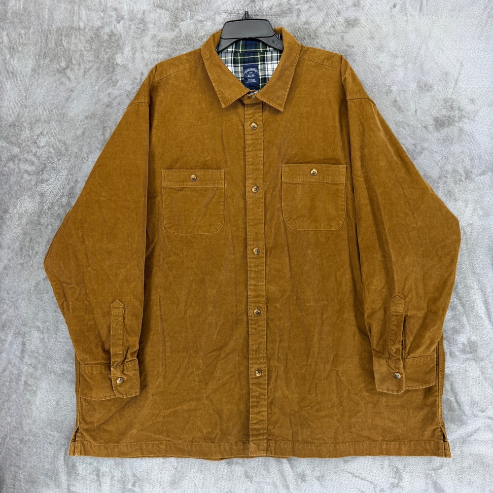 Brooks Brothers Mens 2XL‎ Brown Corduroy Plaid Lined Shirt Jacket 100207203